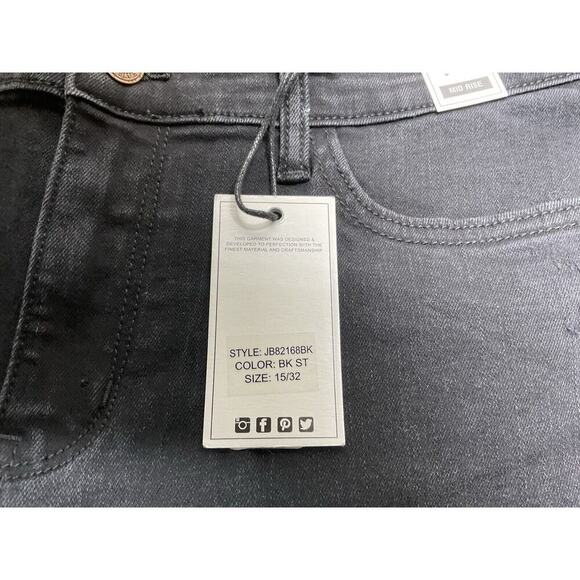 Judy Blue Jeans Womens 15/32 Black Distressed Leopard Patch Mid-Rise Skinny NWT - Picture 5 of 11